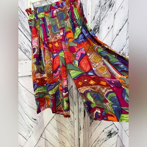 VTG 90s Abstract Artsy Palazzo Pant Set/Suit M - Picture 8 of 12